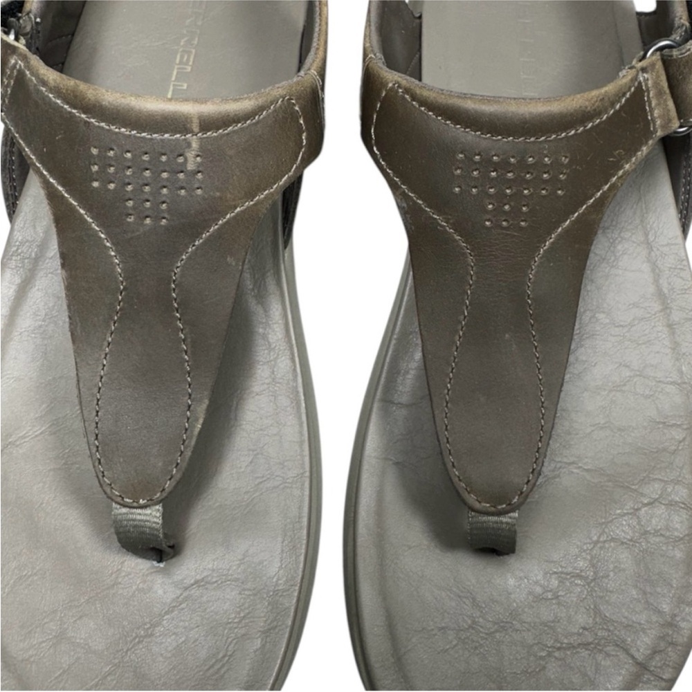 Merrell Tideriser Luna Leather Adjustable T-Strap Brindle Thong Sandals Size 10 - Picture 2 of 15